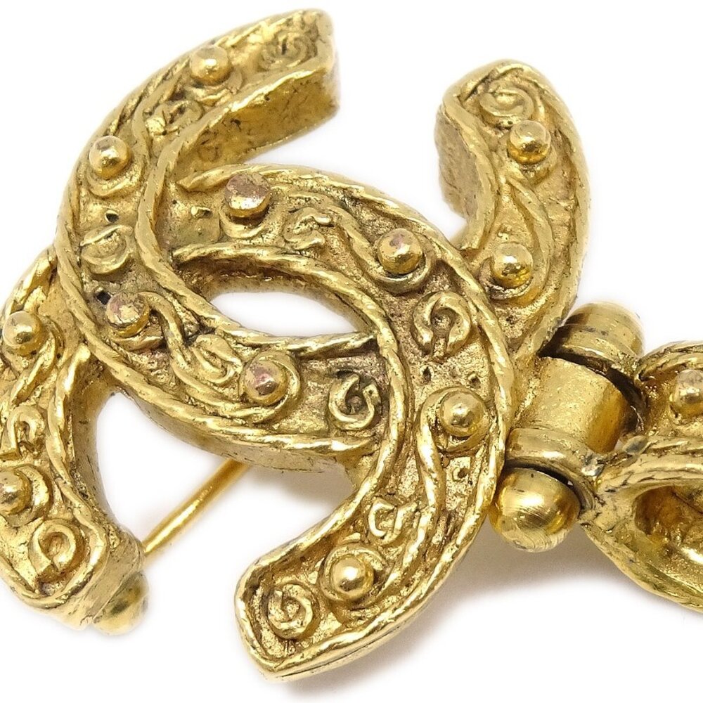 Chanel Gripoix Brooch Pin Gold Red 94A 113386 - Picture 3 of 4